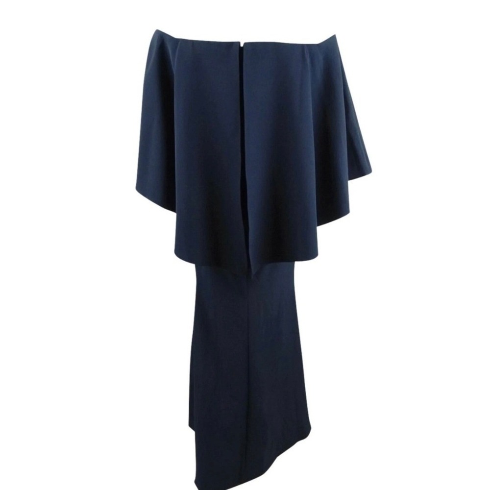 VINCE Camuto Navy Blue Off Shoulder Ruffle Cape Formal Gown Size 8 NWT $238 - Picture 7 of 10